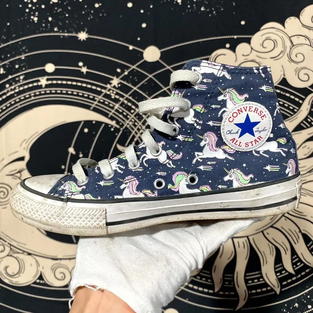 Converse Chuck Taylor All Star 669816F Athletic Sneaker Girls Blue Unicorn Print